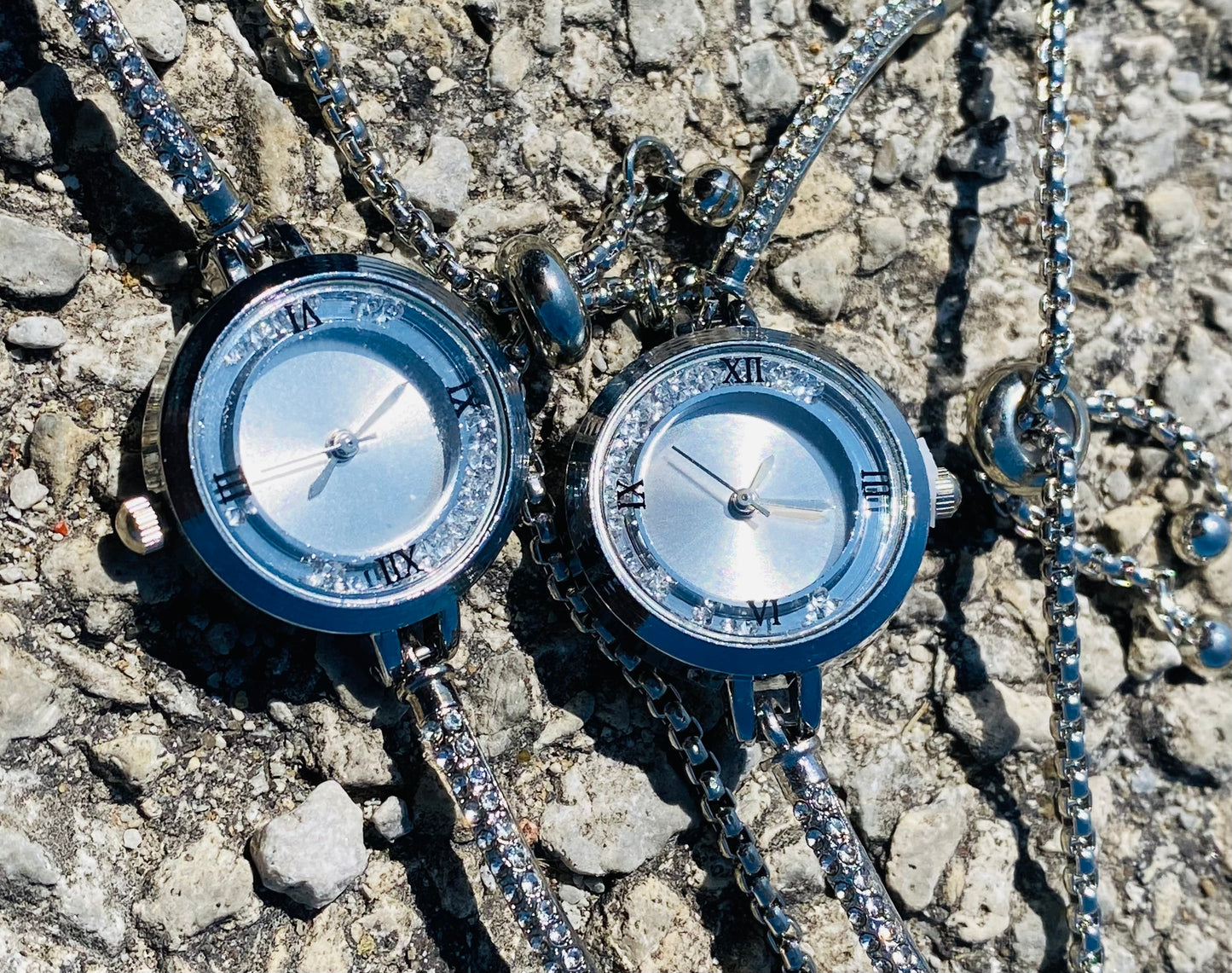 Silver drawstring watch