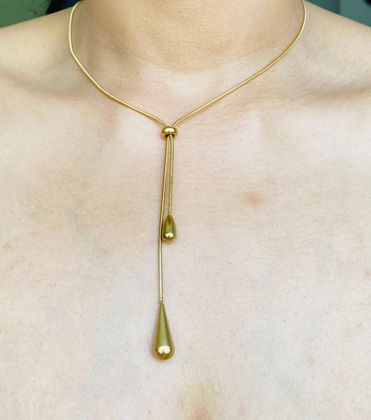Gold adjustable drop necklace