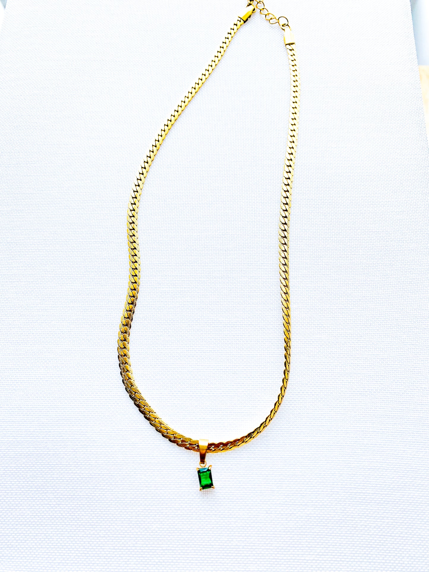 Green Emerald cut necklace